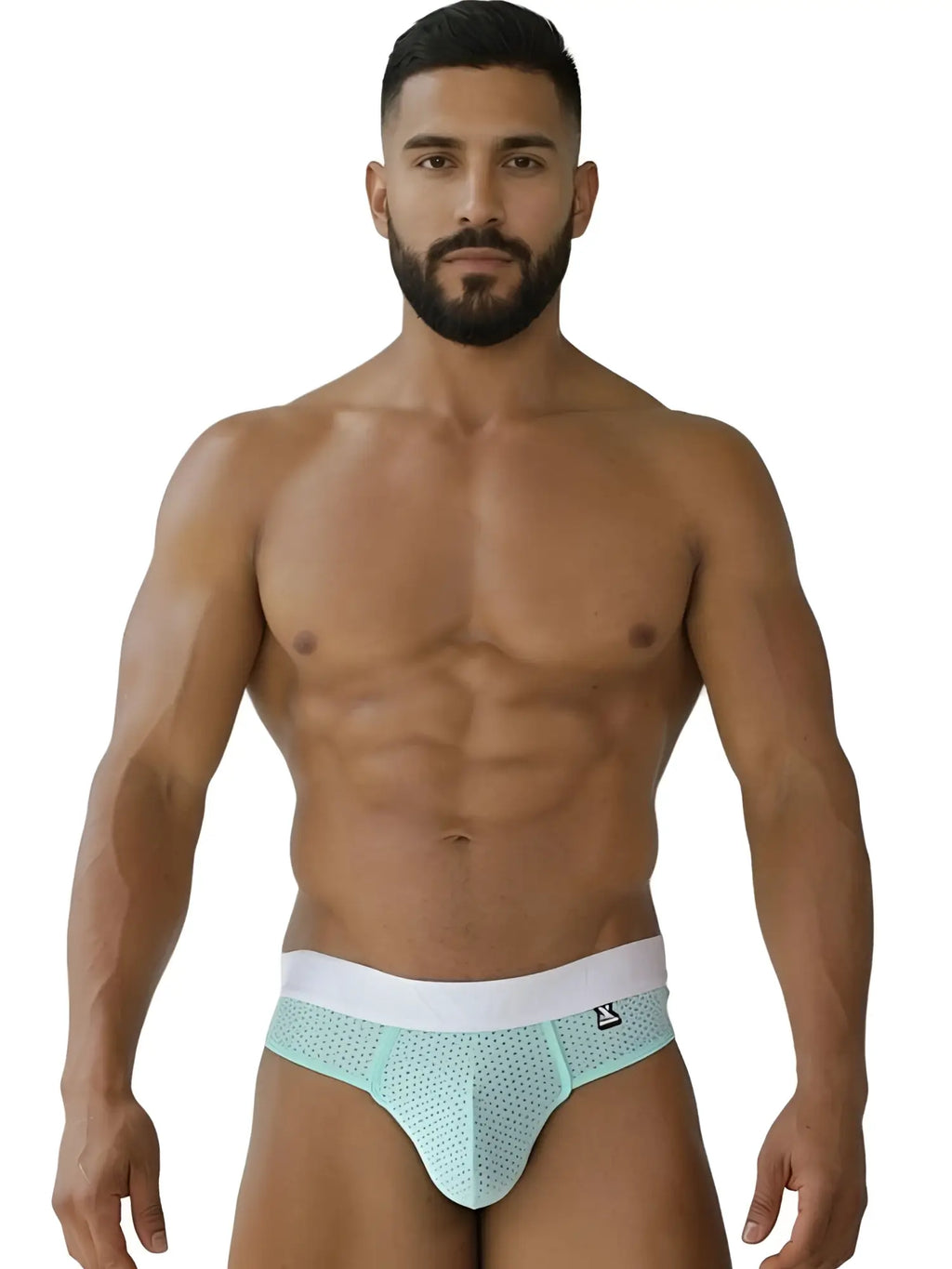 Mint green microfiber mesh briefs with white waistband from xtremen 91268 micro mesh thongs seawater color