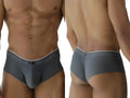 Gray xtremen 91269 microfiber mesh briefs with white waistband and subtle perforated detailing for athletic use