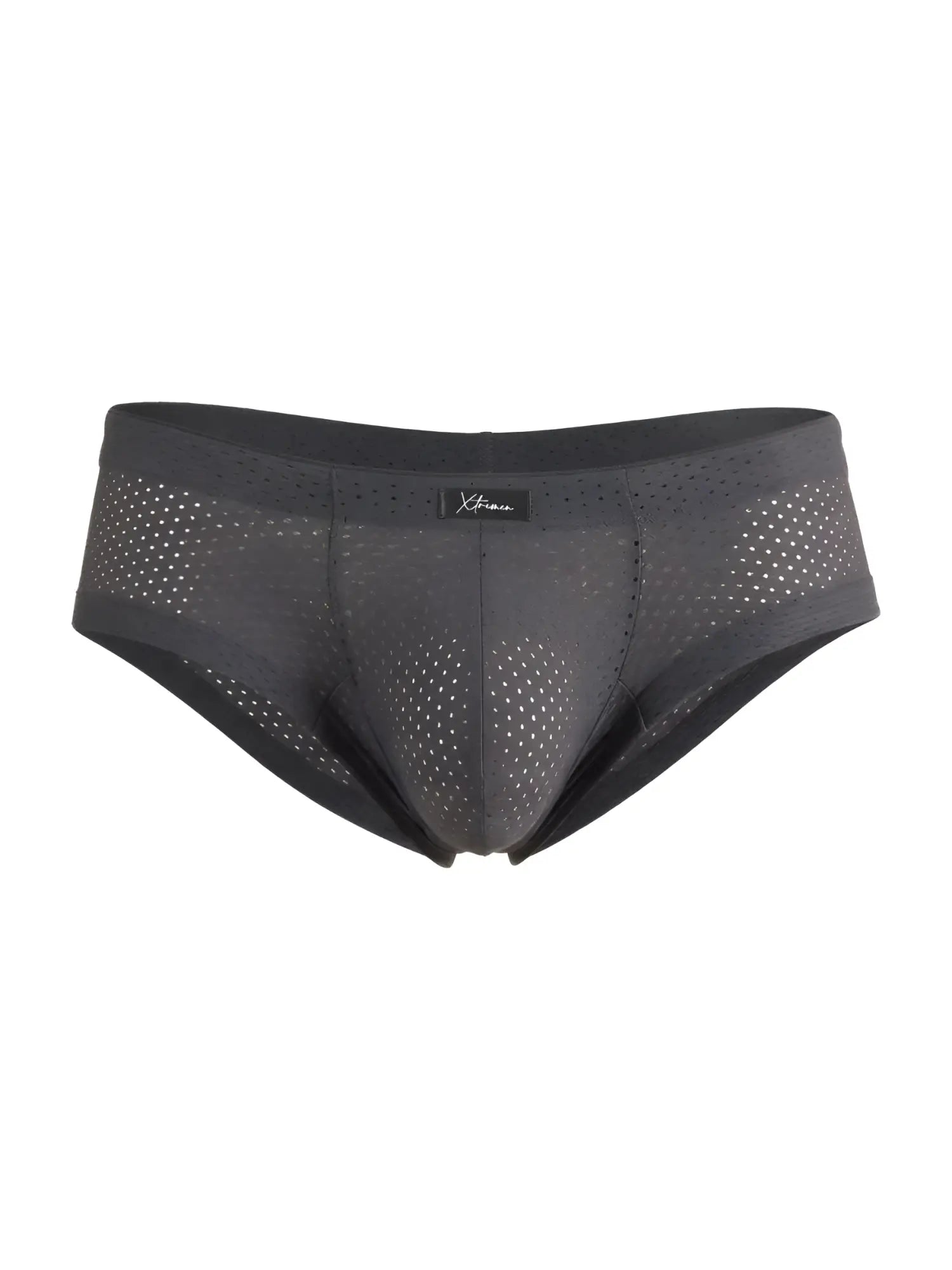 Xtremen 91269 gray microfiber mesh briefs with sleek form-fitting design and subtle perforations for breathability
