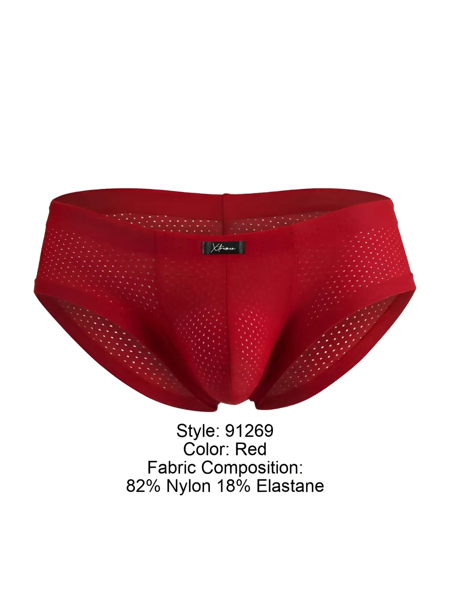 Red xtremen 91269 microfiber mesh briefs with breathable design and elastic waistband made from nylon and elastane