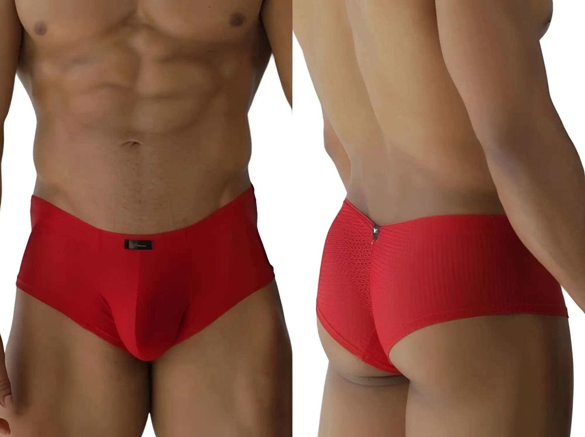 Red xtremen 91269 microfiber mesh briefs with smooth form-fitting fabric and black brand tag on waistband