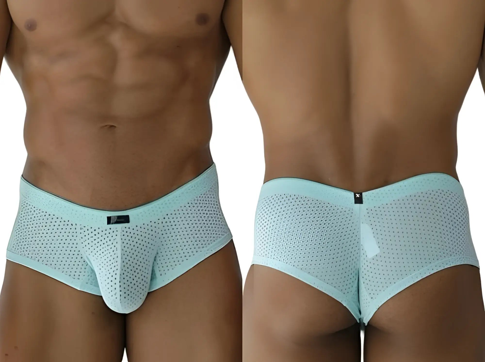 Xtremen 91269 microfiber mesh briefs in seawater color with a solid waistband and small black logo on the front