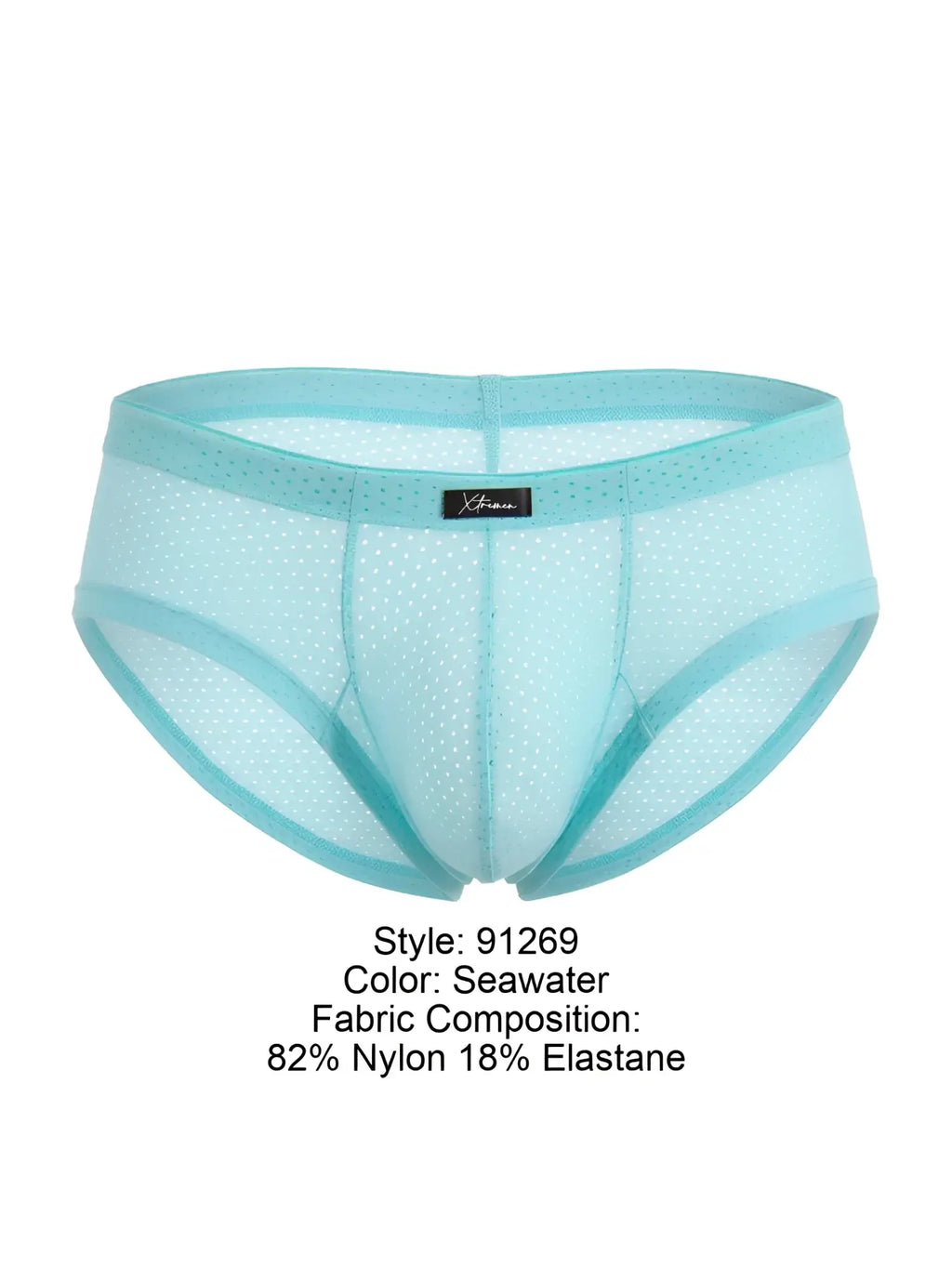 Light blue Xtremen 91269 microfiber mesh briefs with subtle dot pattern and reinforced elastic waistband color seawater