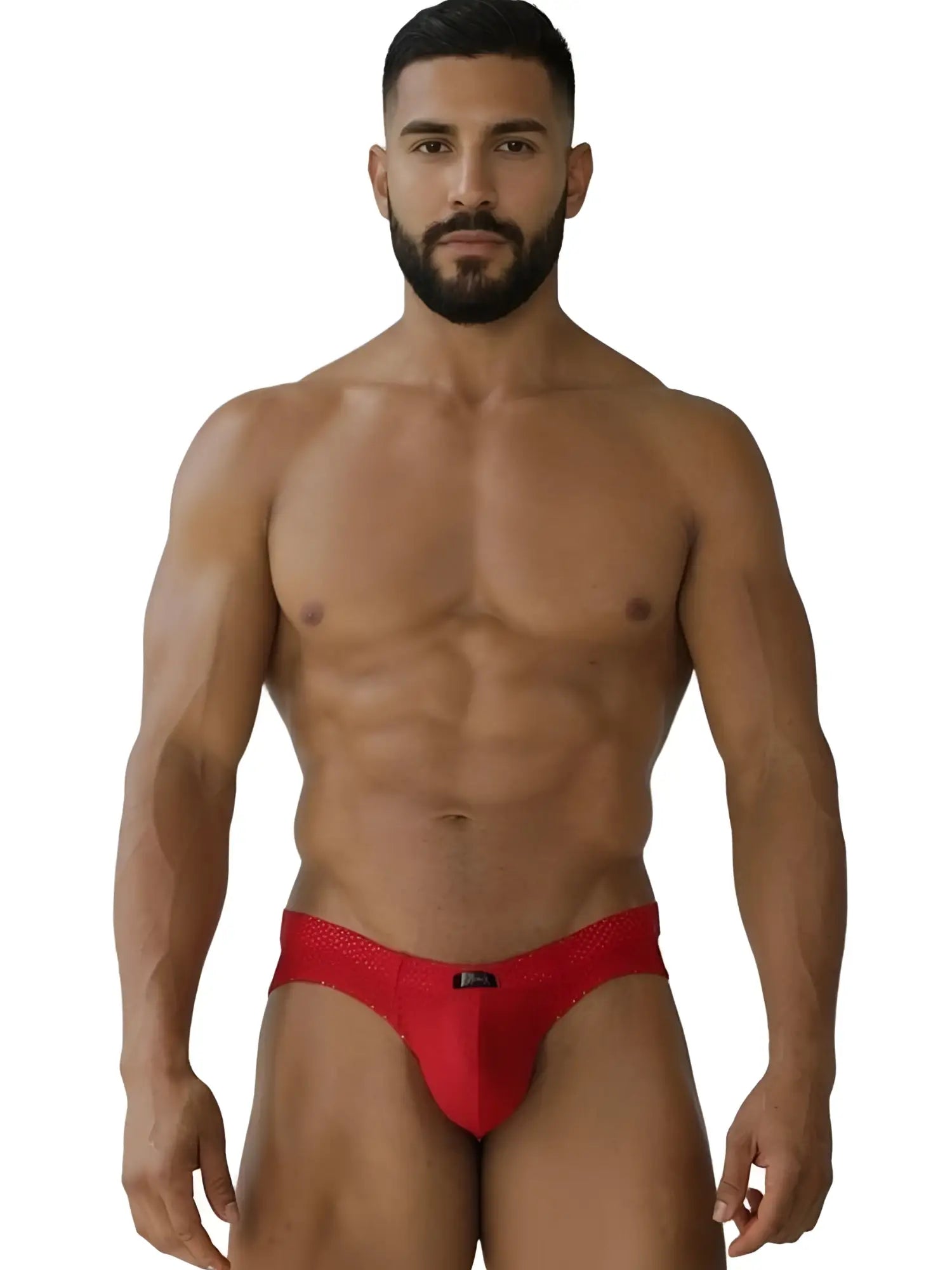 Xtremen 91270 microfiber mesh men’s briefs in red with a sleek design and small black logo on the front