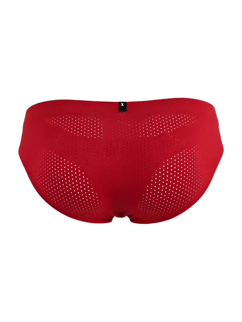 Xtremen 91270 red microfiber mesh briefs with a sleek modern design featuring perforated swim trunks detailing