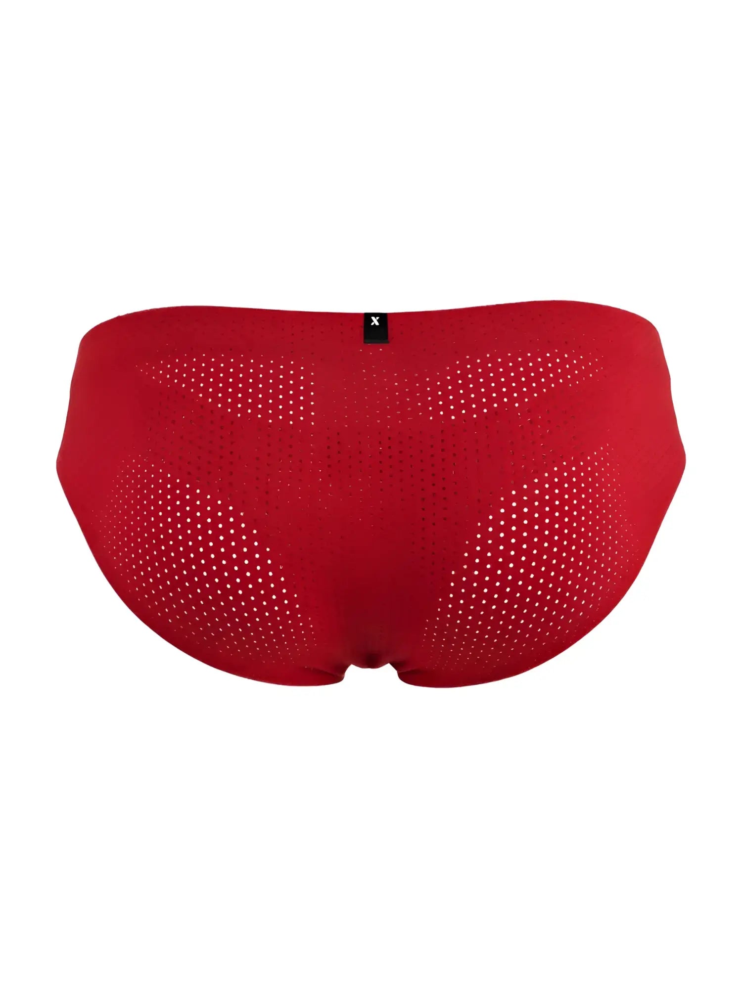 Xtremen 91270 red microfiber mesh briefs with a sleek modern design featuring perforated swim trunks detailing