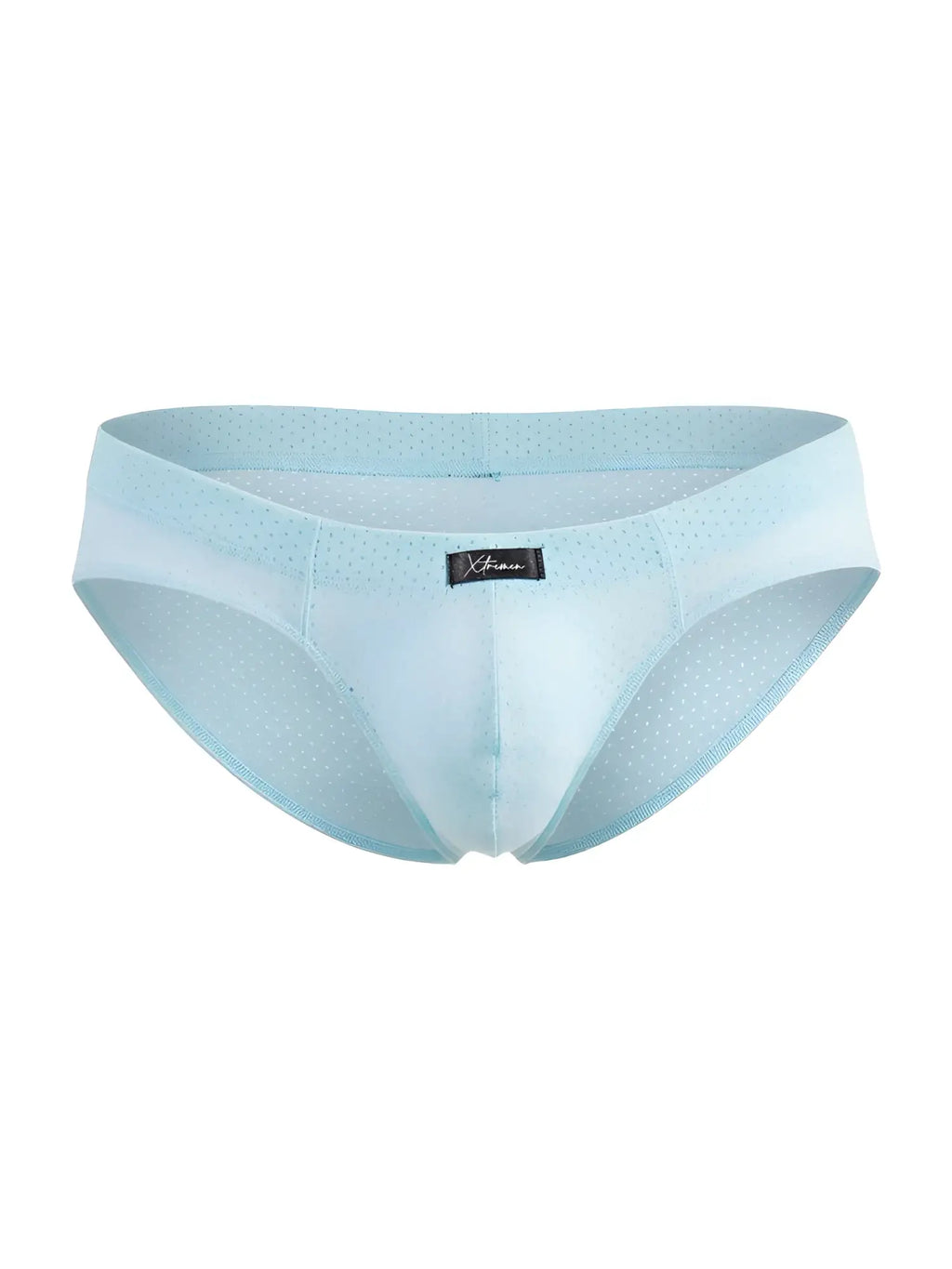 Xtremen 91270 seawater microfiber mesh briefs with breathable light blue perforated fabric and branded waistband label