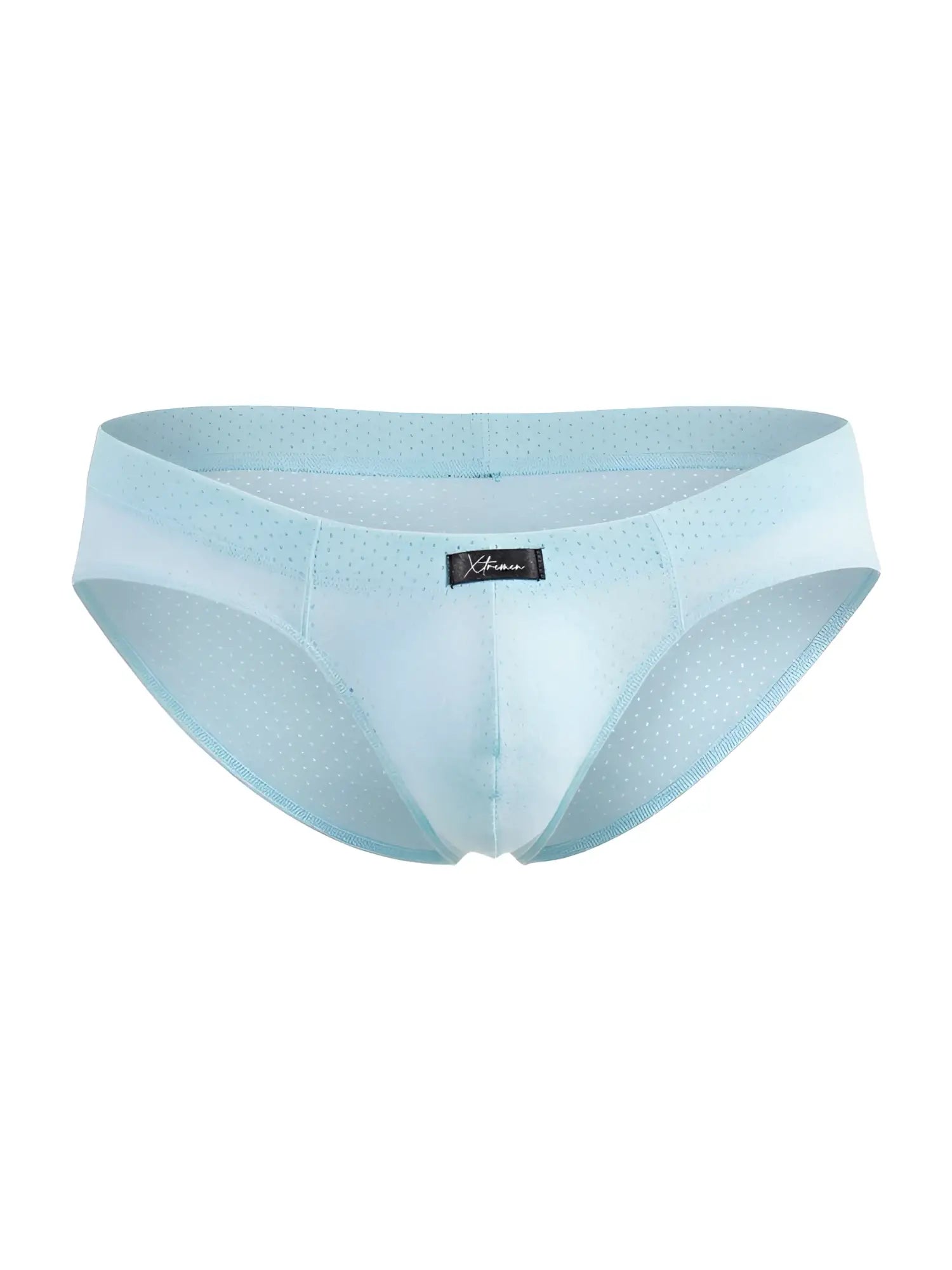 Xtremen 91270 seawater microfiber mesh briefs with breathable light blue perforated fabric and branded waistband label