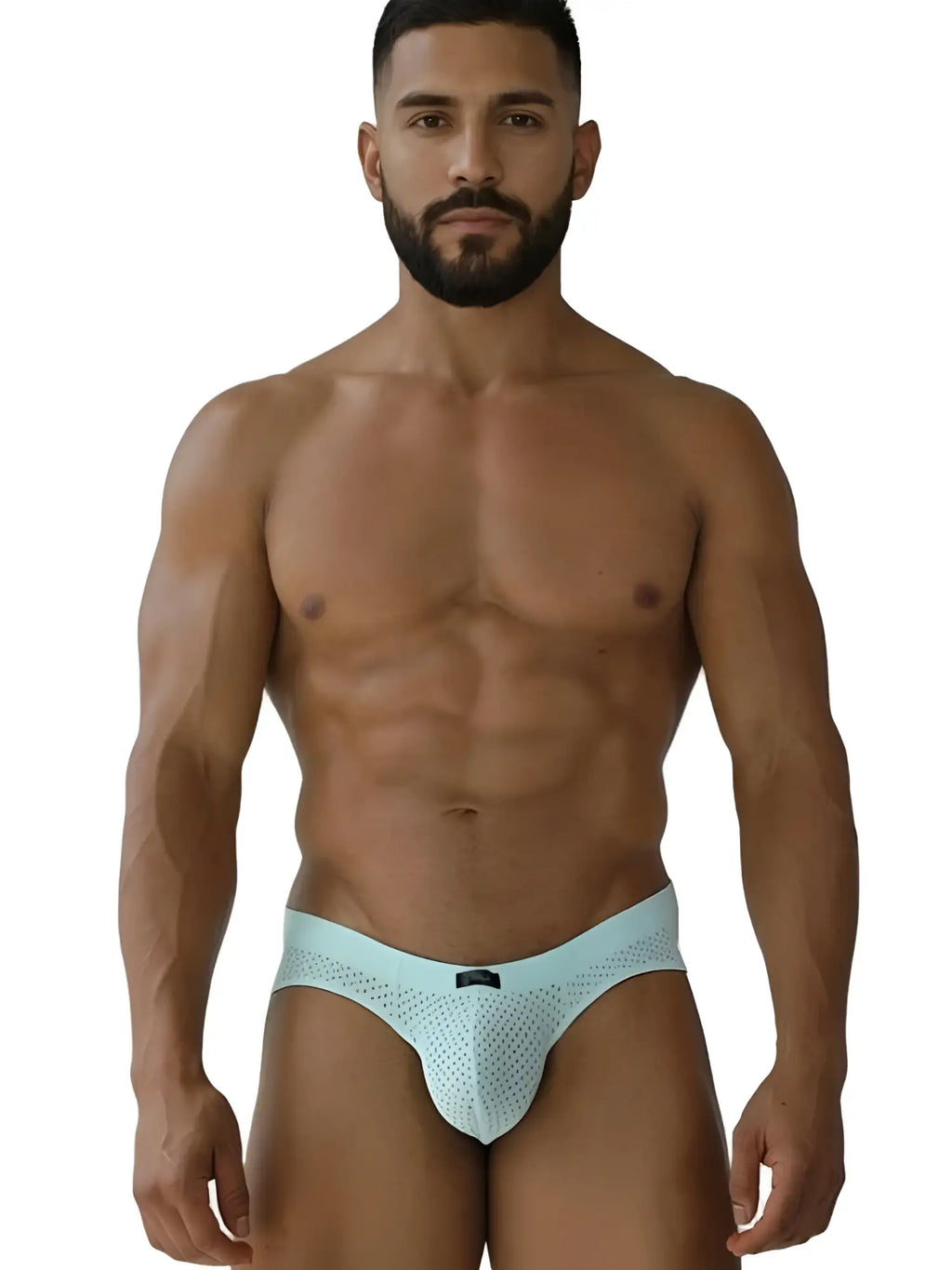 Light blue seawater xtremen 91270 microfiber mesh briefs with subtle pattern and black brand tag on waistband
