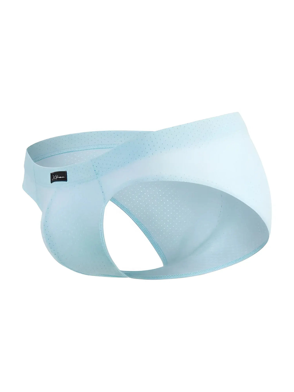 Light blue xtremen 91270 microfiber mesh briefs in seawater color with subtle perforated texture and sleek modern design