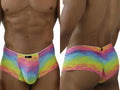 Xtremen 91283 rainbow printed microfiber briefs in vibrant tie-dye pattern with snug fit and elastic waistband