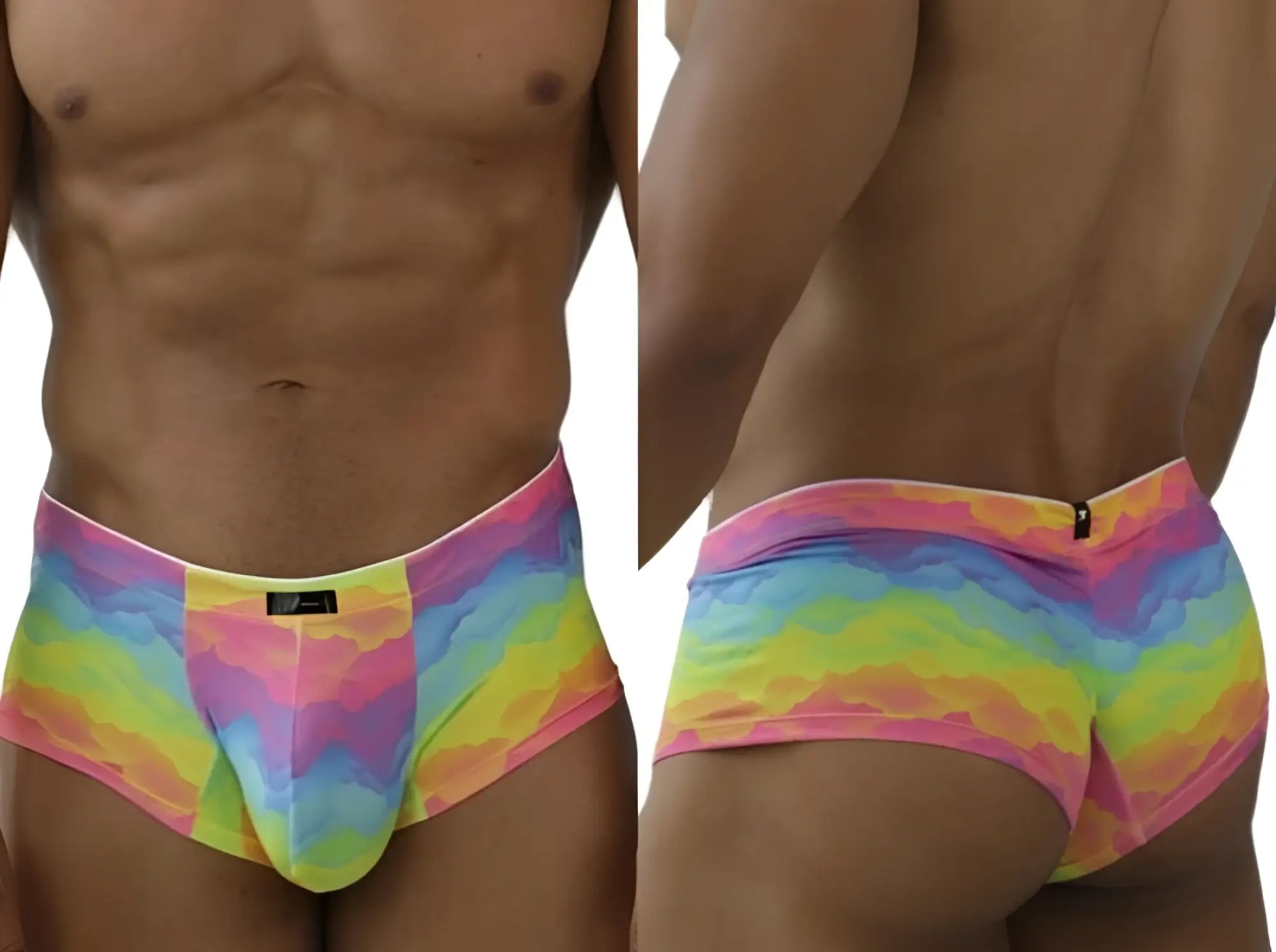 Xtremen 91283 rainbow printed microfiber briefs in vibrant tie-dye pattern with snug fit and elastic waistband