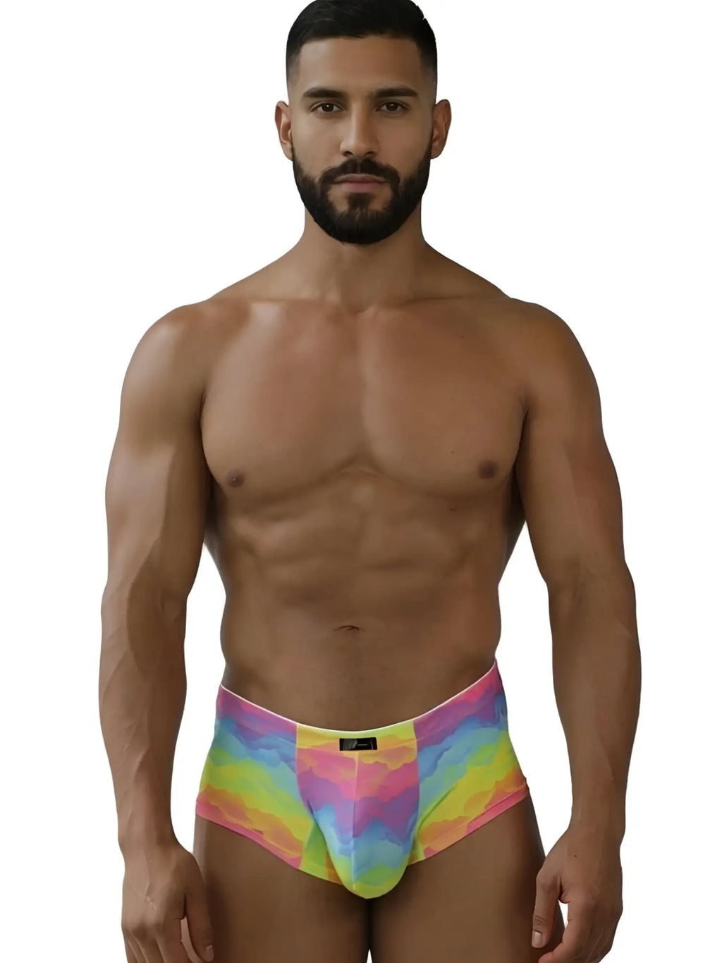 Xtremen 91283 rainbow printed microfiber briefs in vibrant tie-dye with a snug fit and elastic waistband