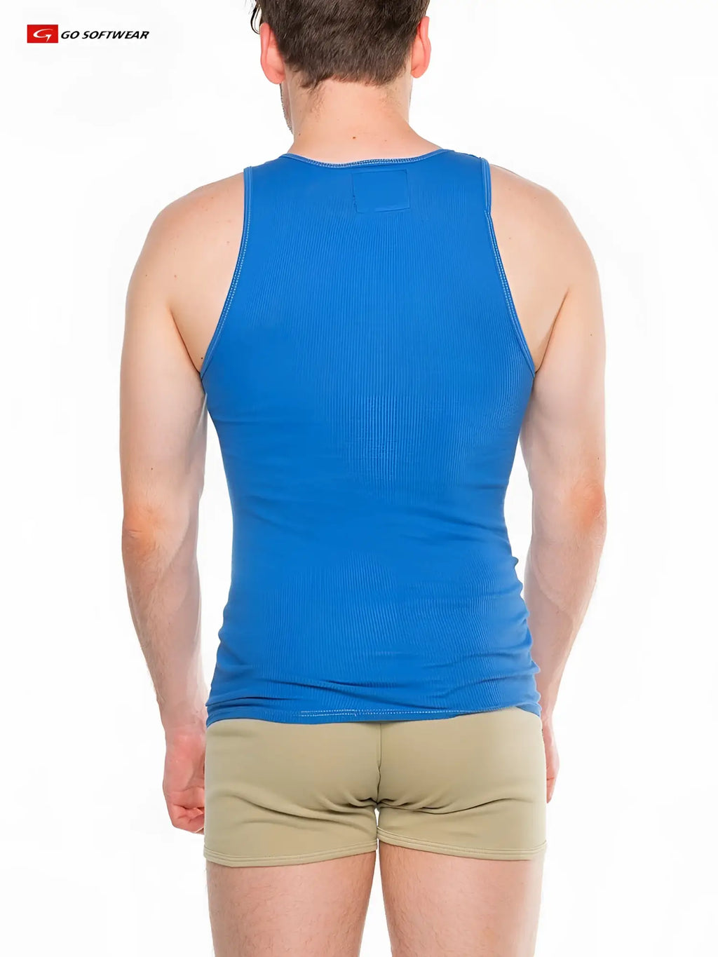 Blue Zion rib tank top with fitted design and seamless neckline made from ribbed fabric for comfortable wear
