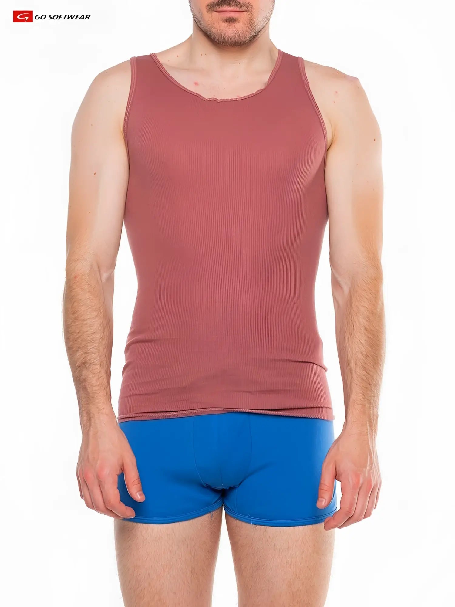 Zion rib tank top dusty rose ribbed men’s tank top made from soft fabric for comfortable wear