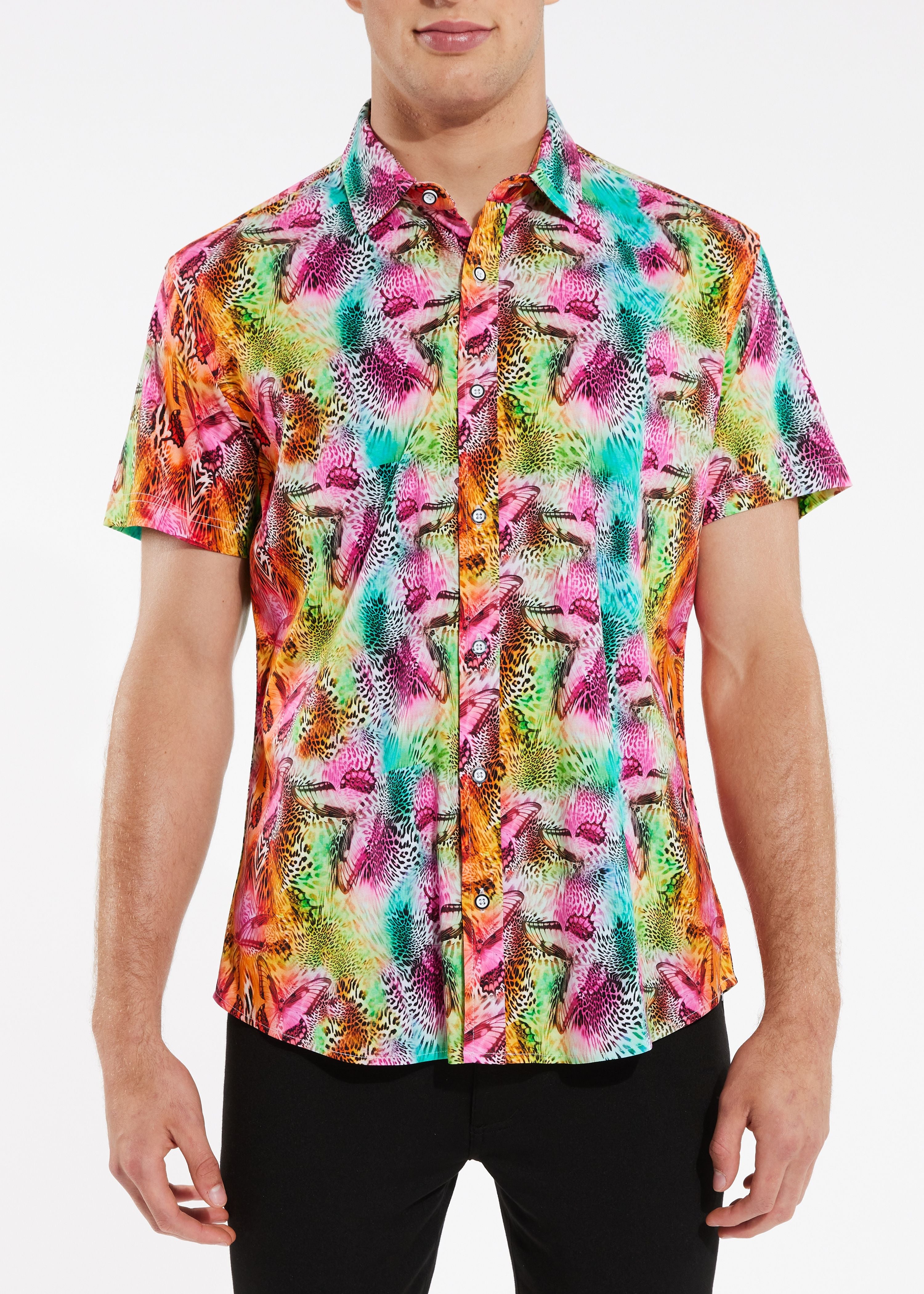 BUTTERFLIES JUNGLE PREMIUM STRETCH KNIT SHIRT - DealByEthan.gay loves ST33LE
