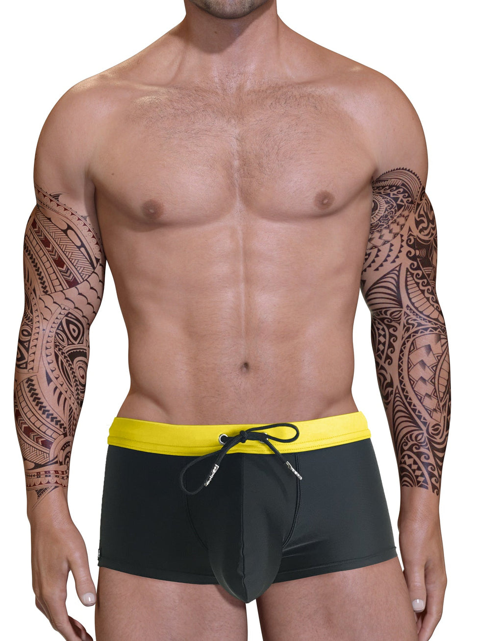 Big Boy Pouch Swim Square Cut Yellow - DealByEthan.gay
