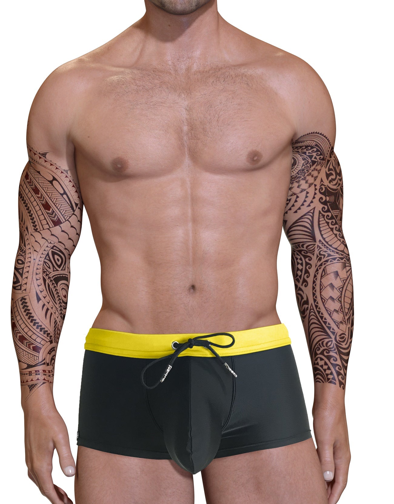 Big Boy Pouch Swim Square Cut Yellow - DealByEthan.gay