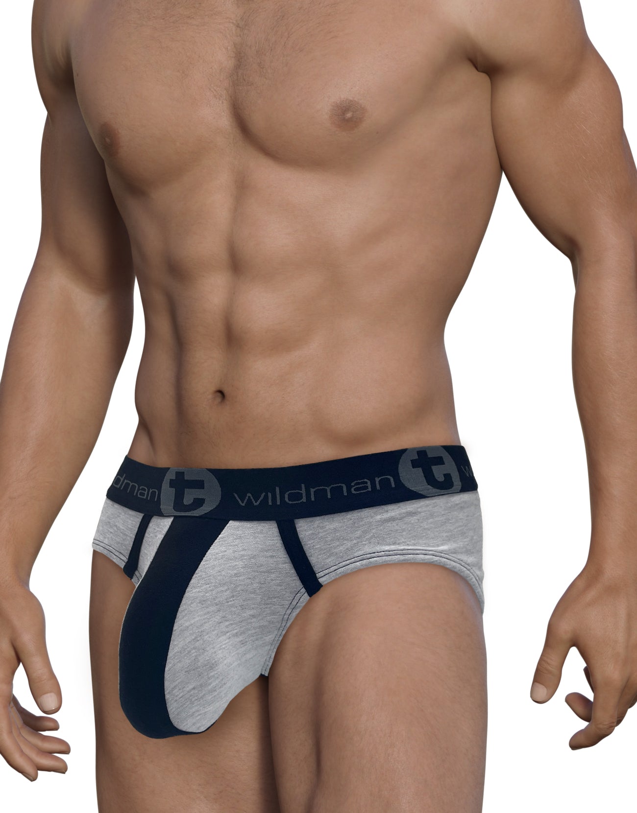 WildmanT Stretch Cotton Big Boy Pouch Brief Gray/Black - DealByEthan.gay