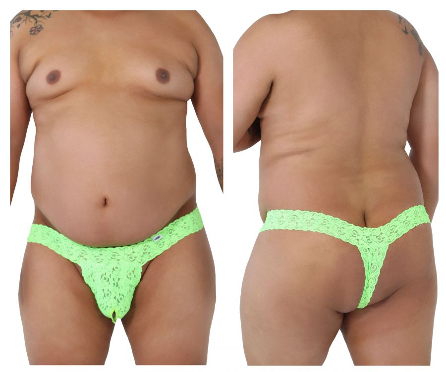 CandyMan 99315X Peek a Boo Lace Thongs Color Hot Green - DealByEthan.gay loves CandyMan