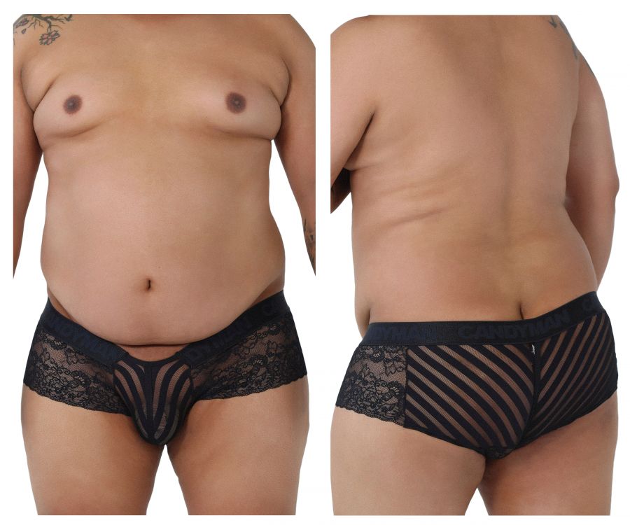 CandyMan 99393X Lace-Mesh Trunks Color Black - DealByEthan.gay loves CandyMan