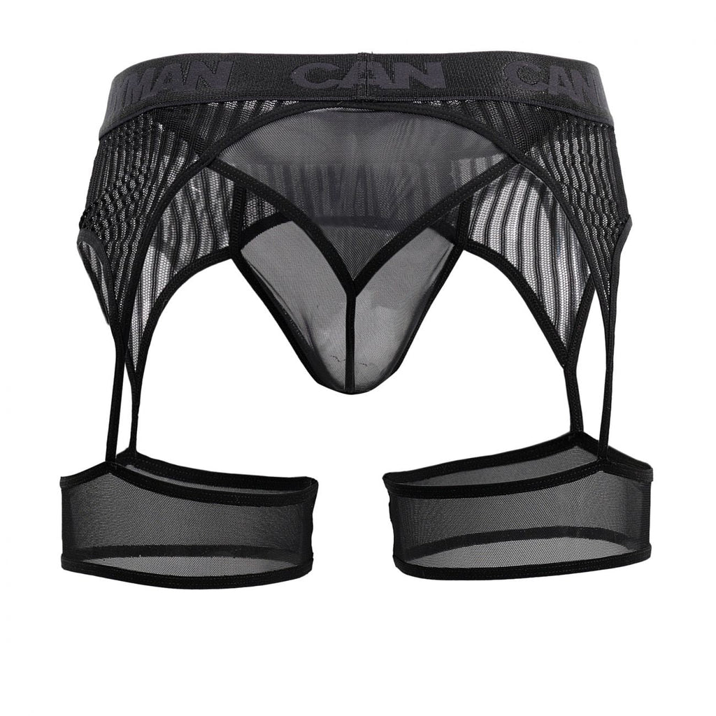 CandyMan 99403 Stripes Gaterbelt Thongs Color Black - DealByEthan.gay loves CandyMan