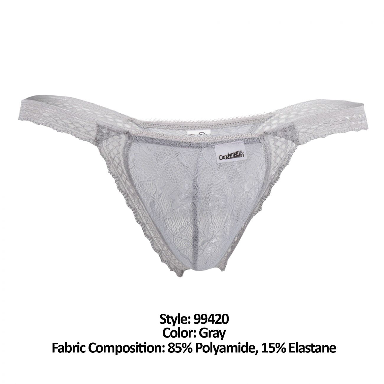 CandyMan 99420 Double Lace Thongs Color Gray - DealByEthan.gay loves CandyMan