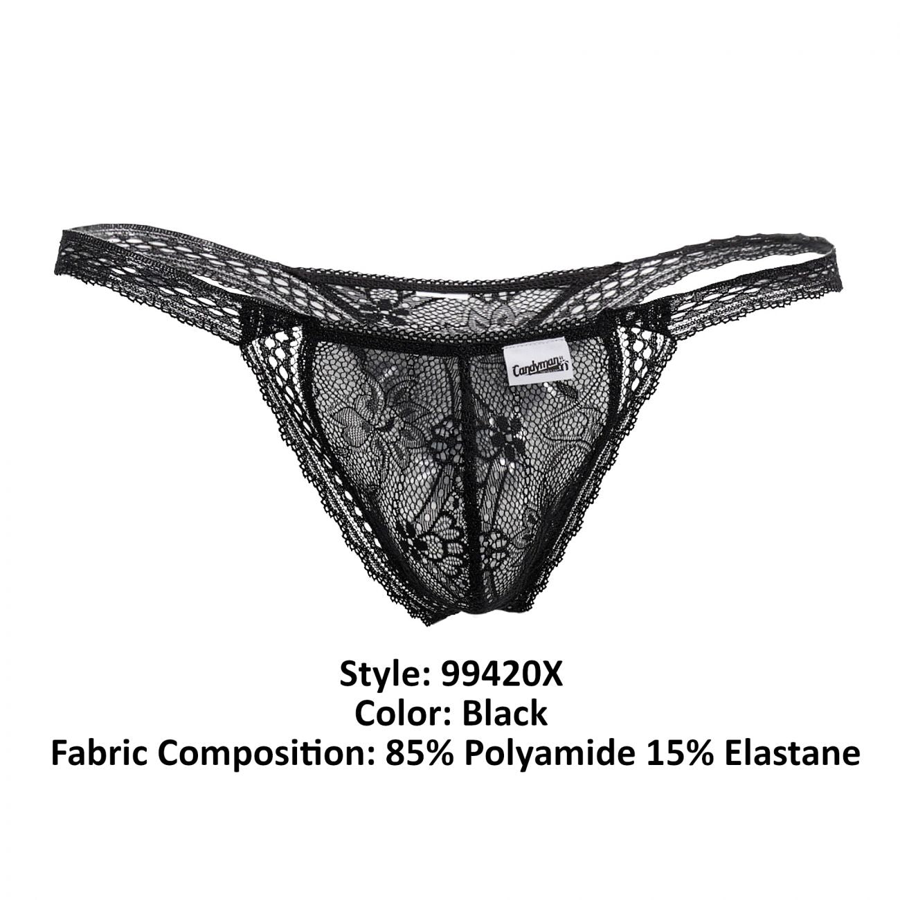 CandyMan 99420X Double Lace Thongs Color Black - DealByEthan.gay loves CandyMan