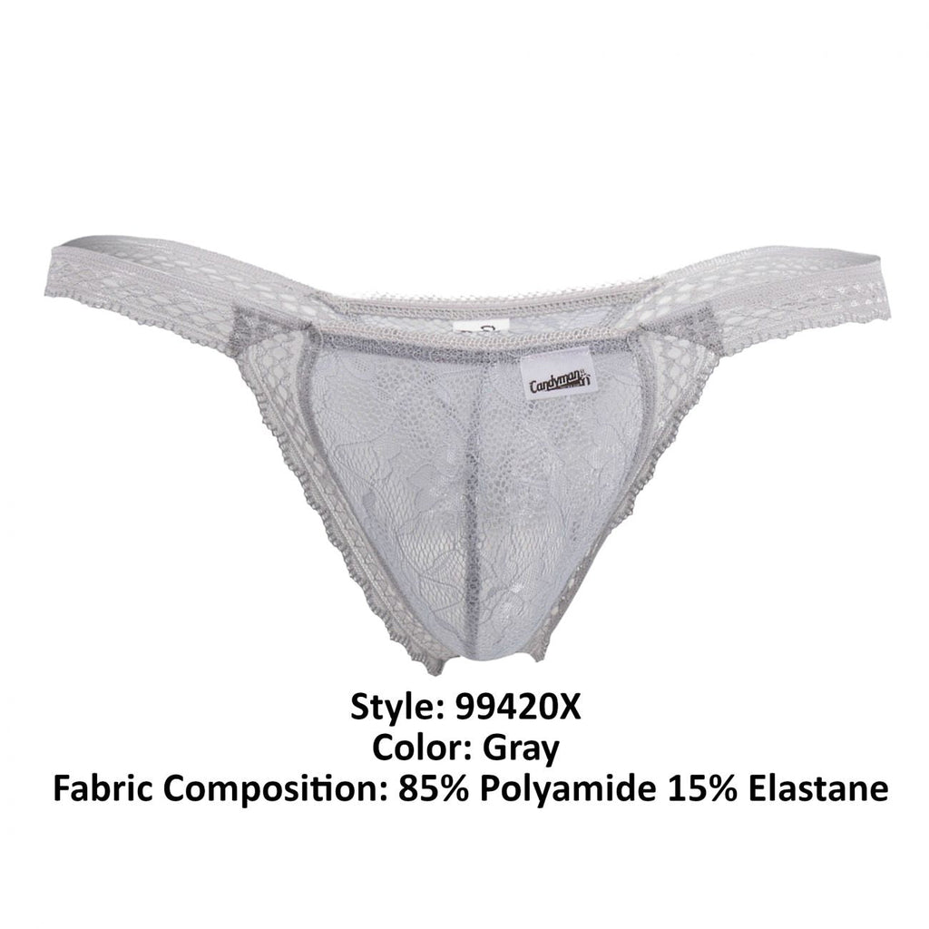 CandyMan 99420X Double Lace Thongs Color Gray - DealByEthan.gay loves CandyMan