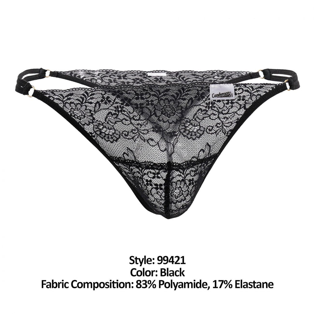 CandyMan 99421 Lace G-String Thongs Color Black - DealByEthan.gay loves CandyMan