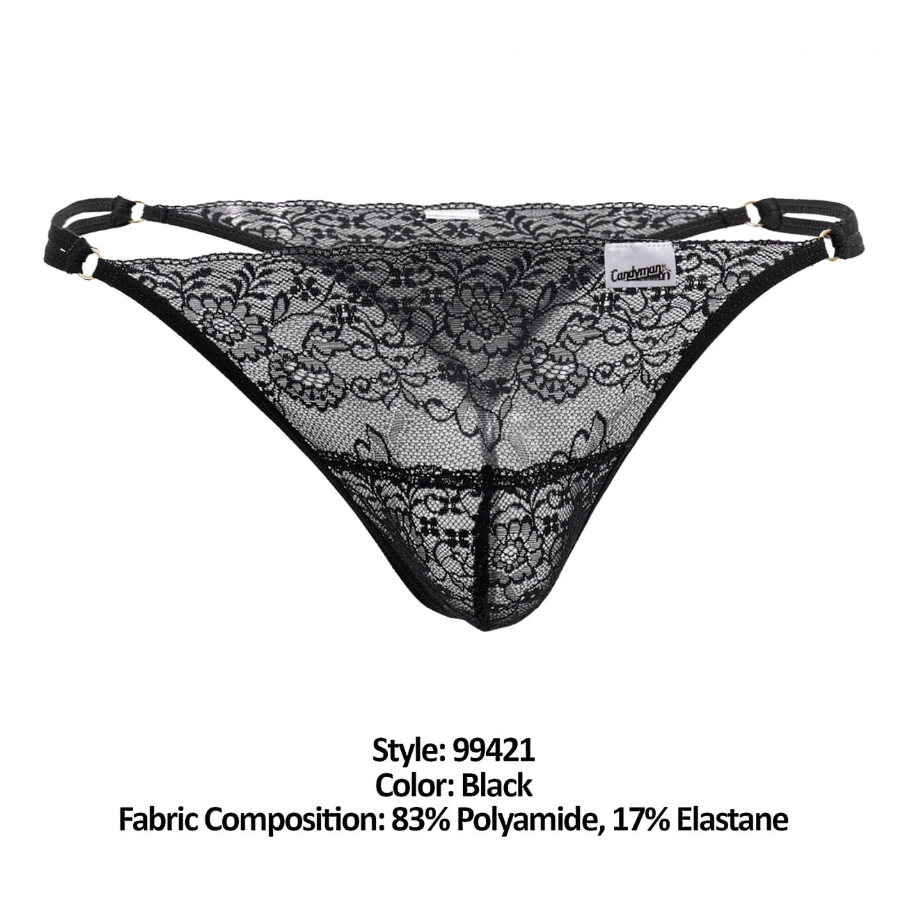 CandyMan 99421 Lace G-String Thongs Color Black - DealByEthan.gay loves CandyMan