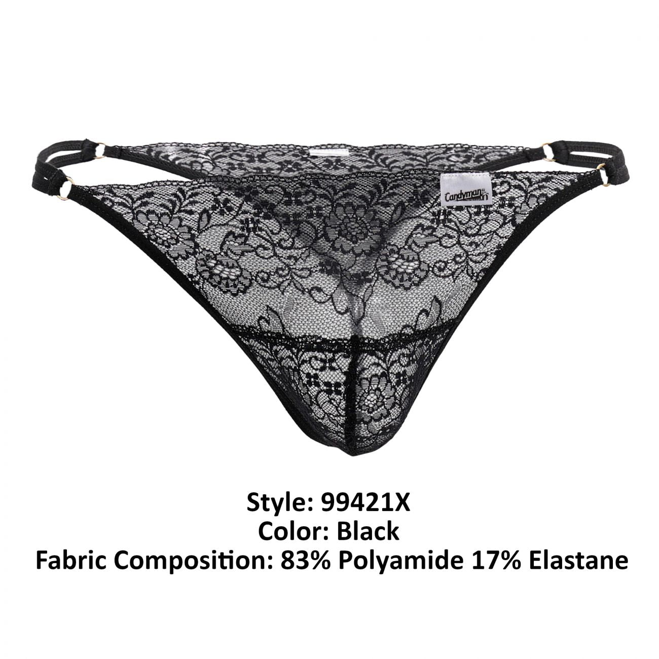 CandyMan 99421X Lace G-String Thongs Color Black - DealByEthan.gay loves CandyMan