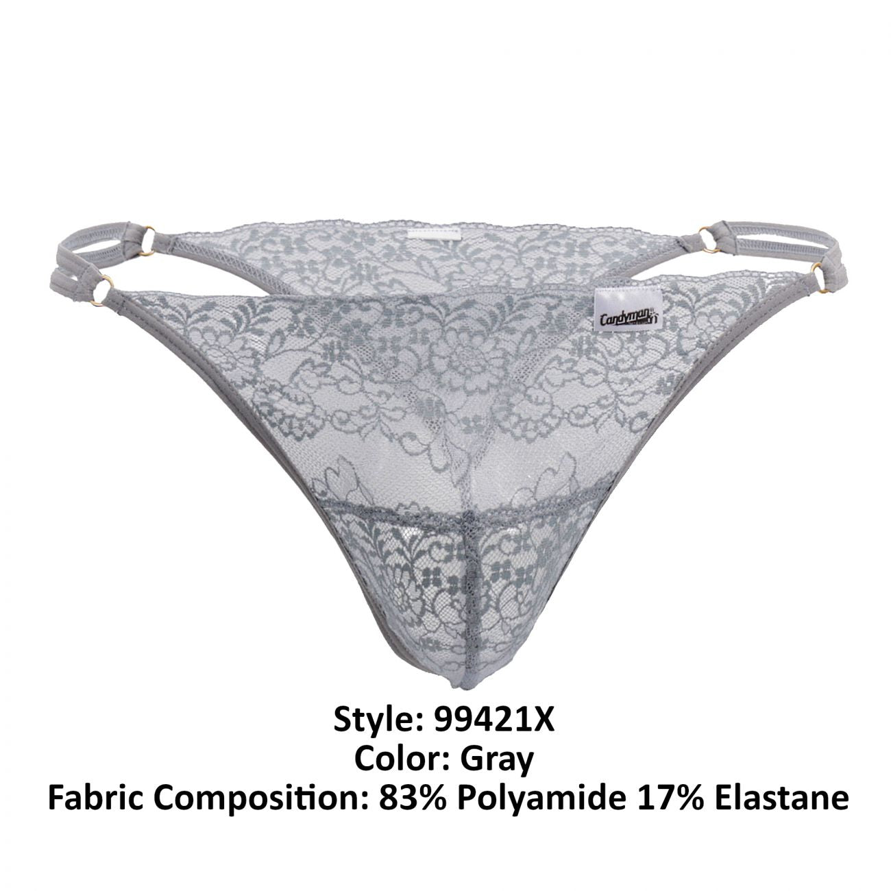 CandyMan 99421X Lace G-String Thongs Color Gray - DealByEthan.gay loves CandyMan