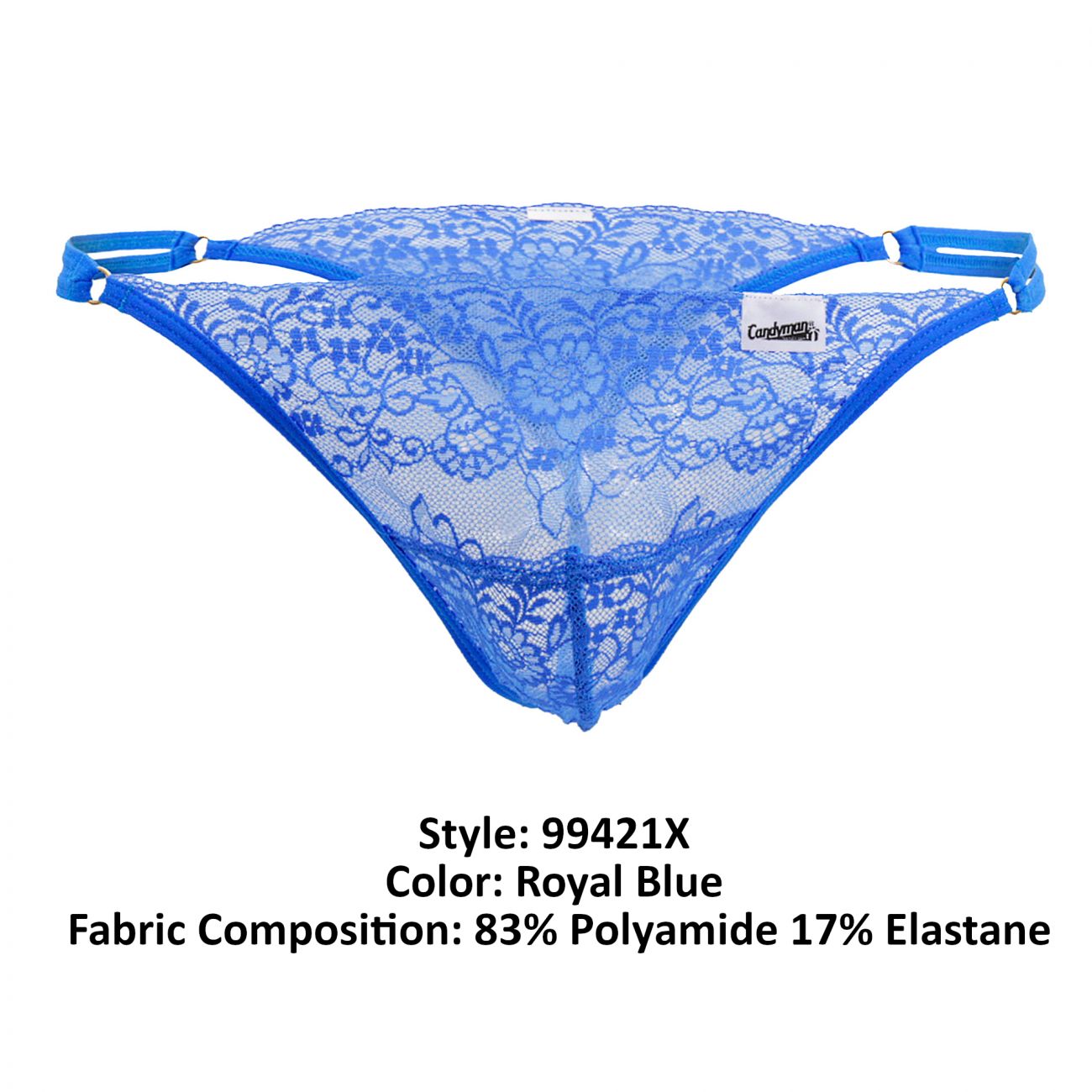 CandyMan 99421X Lace G-String Thongs Color Royal Blue - DealByEthan.gay loves CandyMan