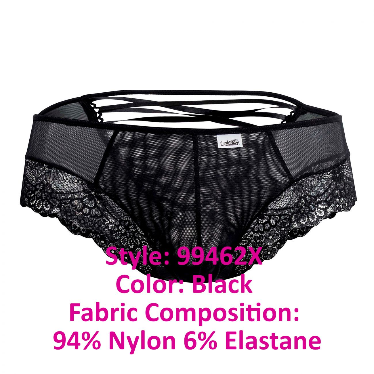 CandyMan 99462X Lace Briefs Color Black - DealByEthan.gay loves CandyMan