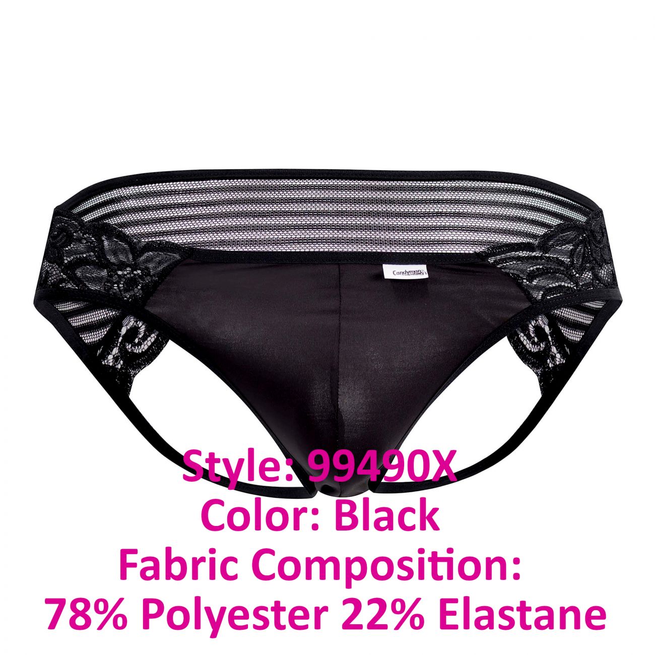 CandyMan 99490X Lace-Mesh Jockstrap Color Black - DealByEthan.gay loves CandyMan
