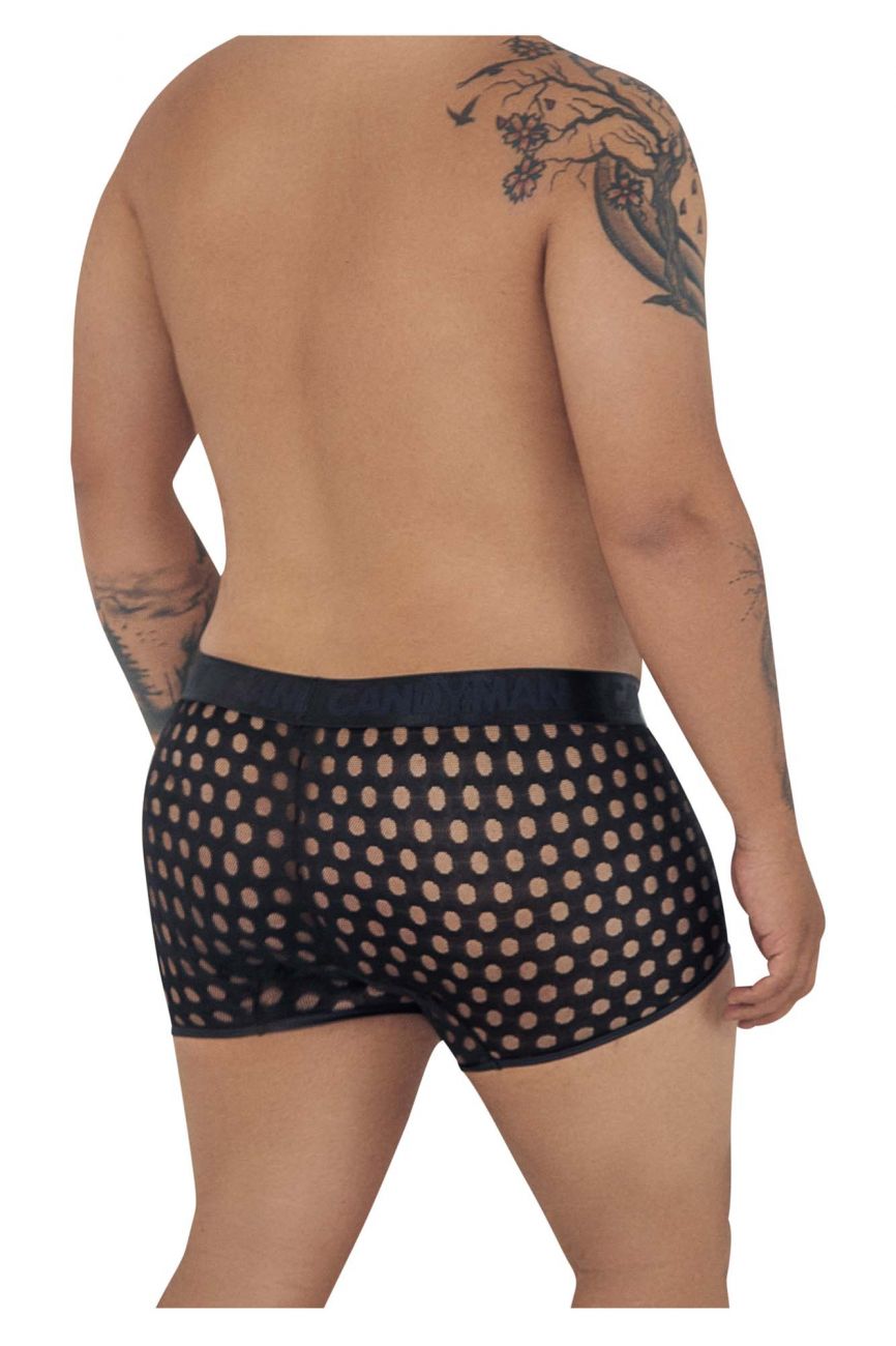 CandyMan 99511X Polka Mesh Trunks Color Black - DealByEthan.gay loves CandyMan