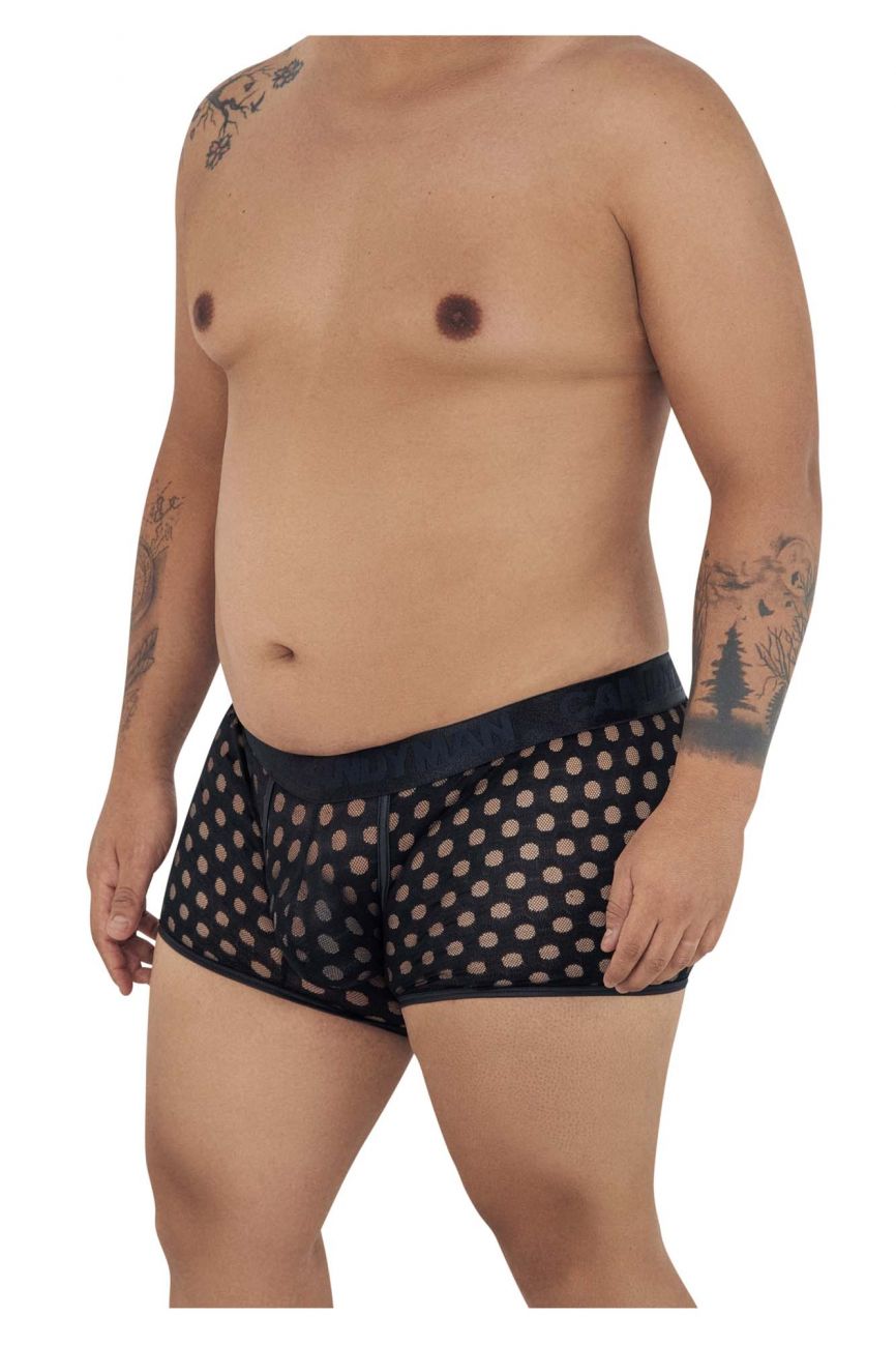 CandyMan 99511X Polka Mesh Trunks Color Black - DealByEthan.gay loves CandyMan