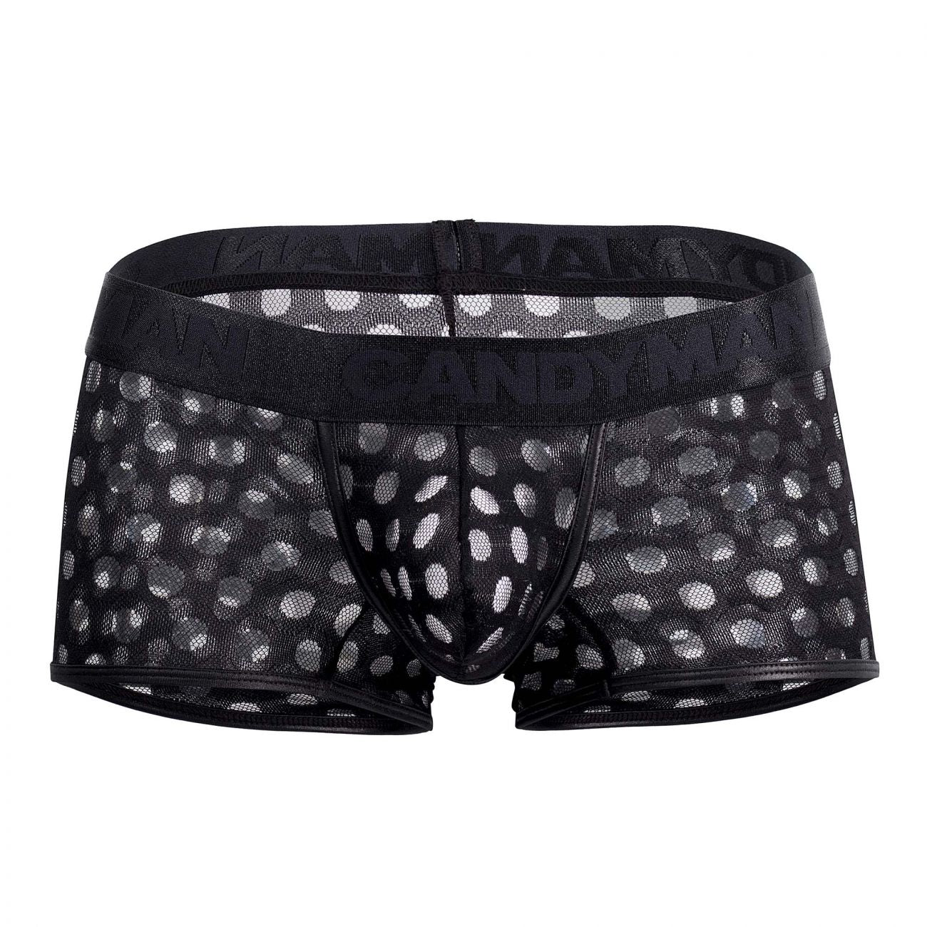 CandyMan 99511X Polka Mesh Trunks Color Black - DealByEthan.gay loves CandyMan