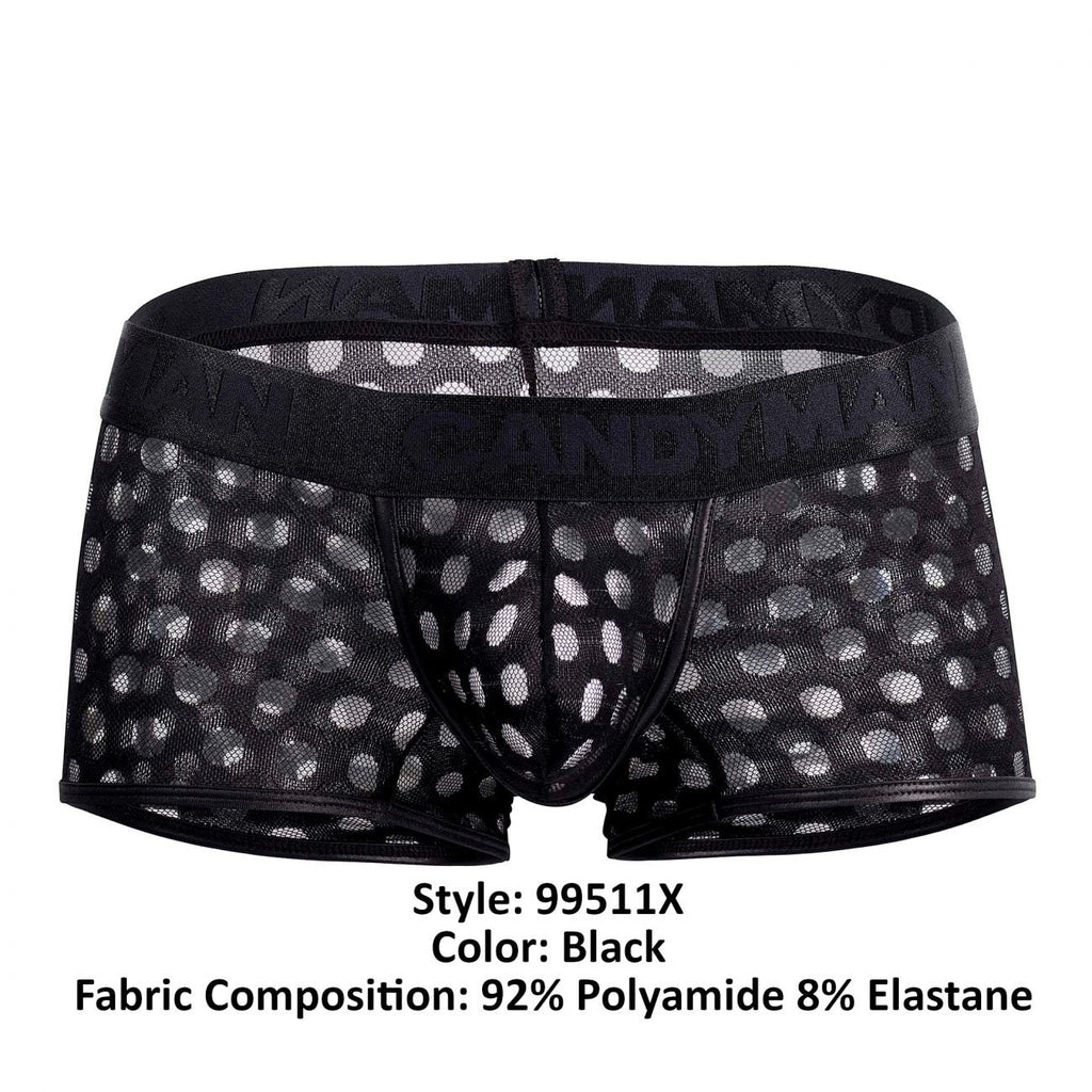 CandyMan 99511X Polka Mesh Trunks Color Black - DealByEthan.gay loves CandyMan