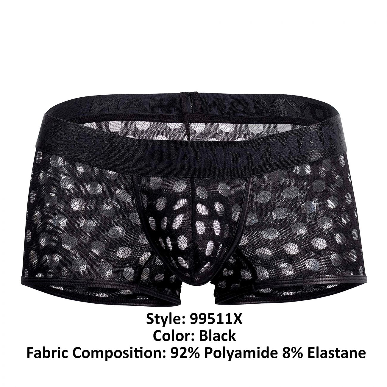 CandyMan 99511X Polka Mesh Trunks Color Black - DealByEthan.gay loves CandyMan