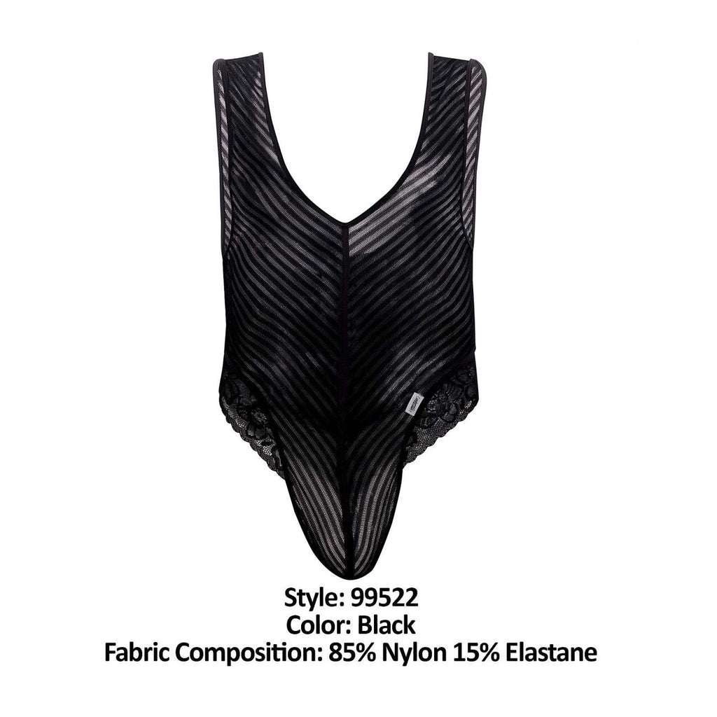 CandyMan 99522 Lace-Mesh Bodysuit Thong Color Black - DealByEthan.gay loves CandyMan