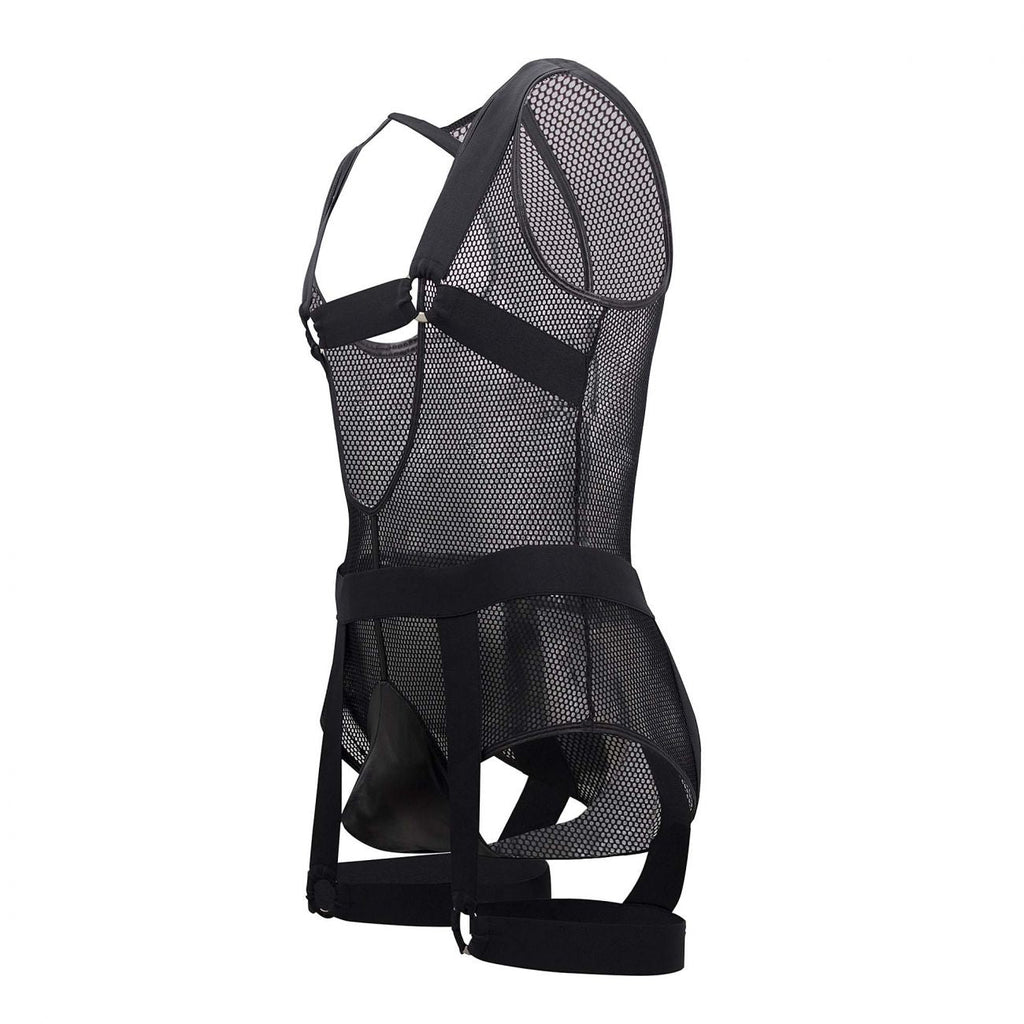CandyMan 99529X Mesh Garter Bodysuit Color Black - DealByEthan.gay loves CandyMan