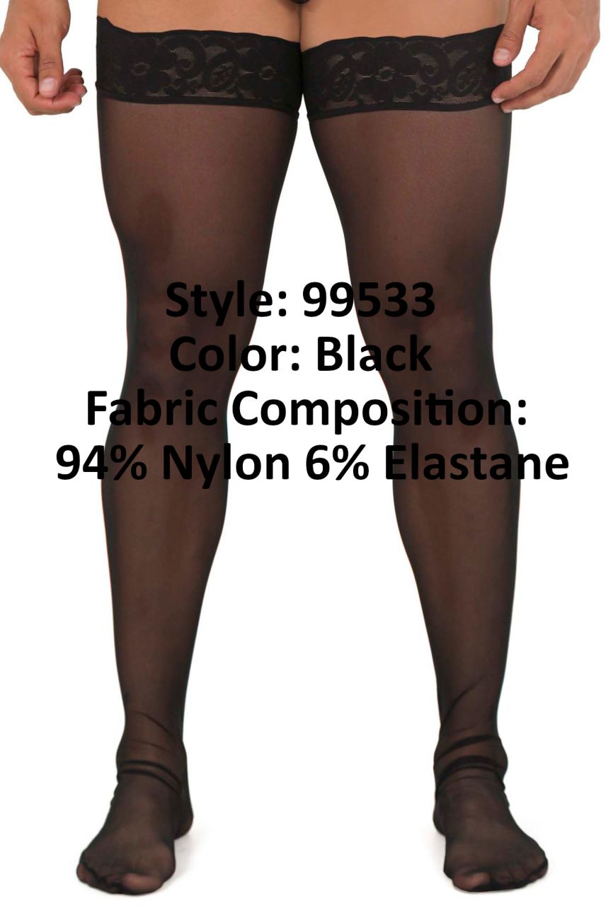 CandyMan 99533 Mesh Thigh Highs Color Black - DealByEthan.gay loves CandyMan