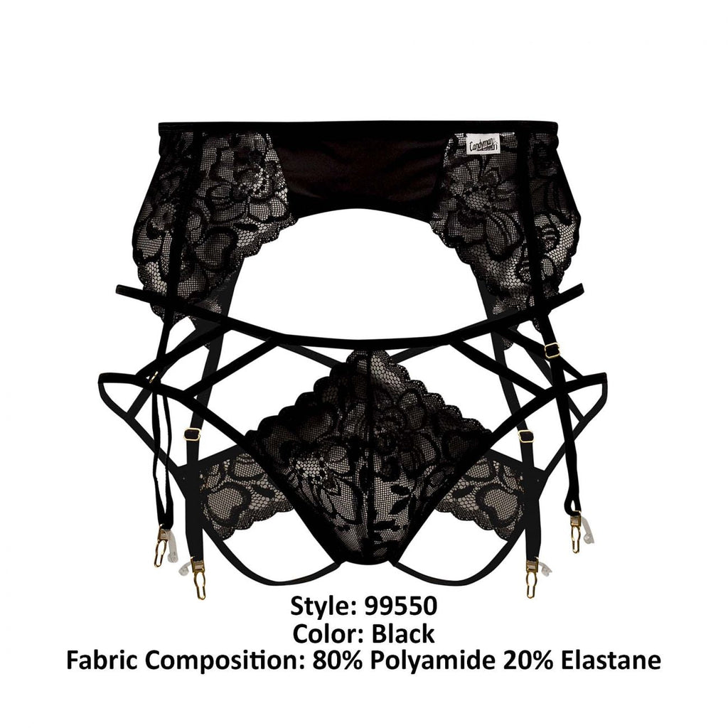CandyMan 99550 Lace Garter-Jockstrap Outfit Color Black - DealByEthan.gay loves CandyMan