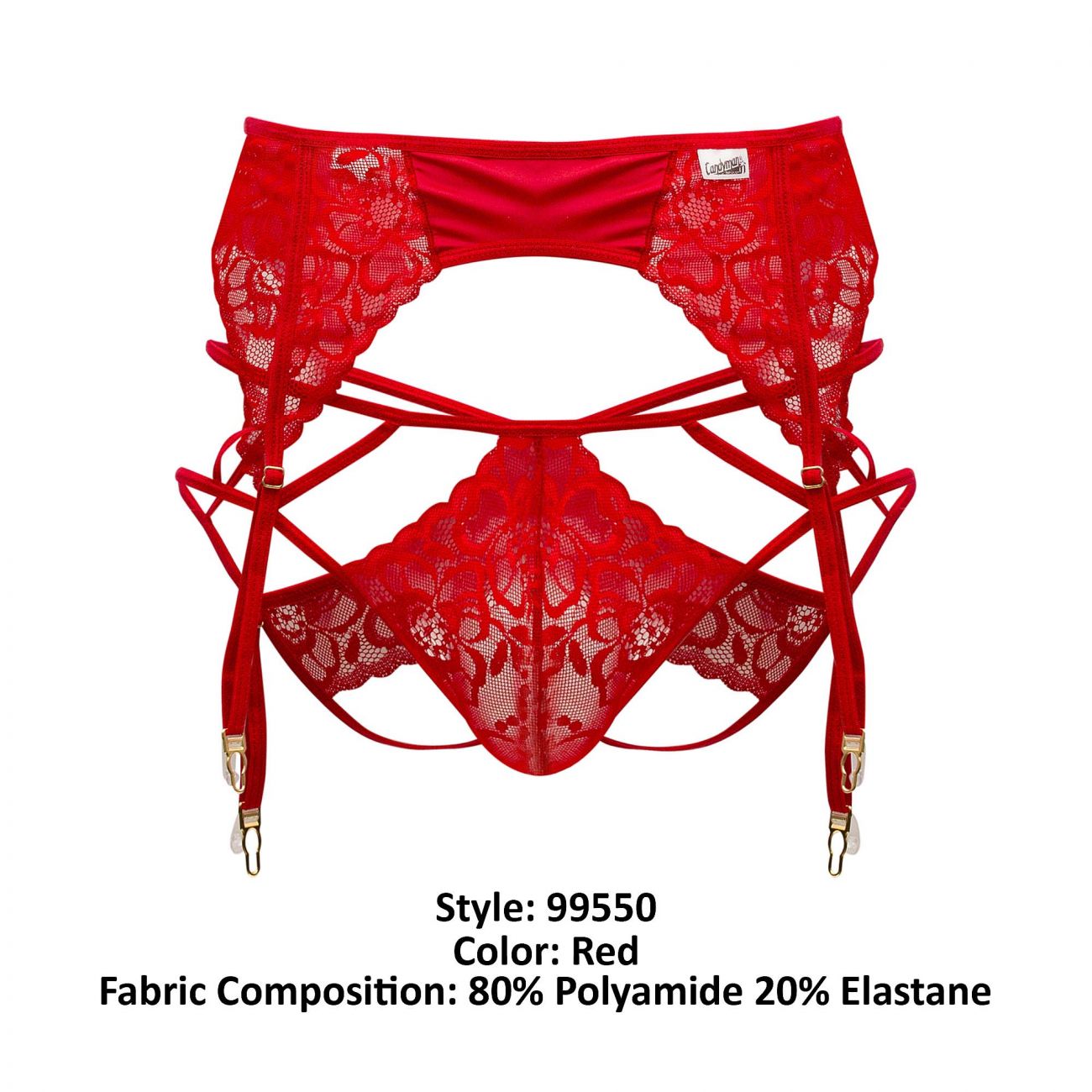 CandyMan 99550 Lace Garter-Jockstrap Outfit Color Red - DealByEthan.gay loves CandyMan