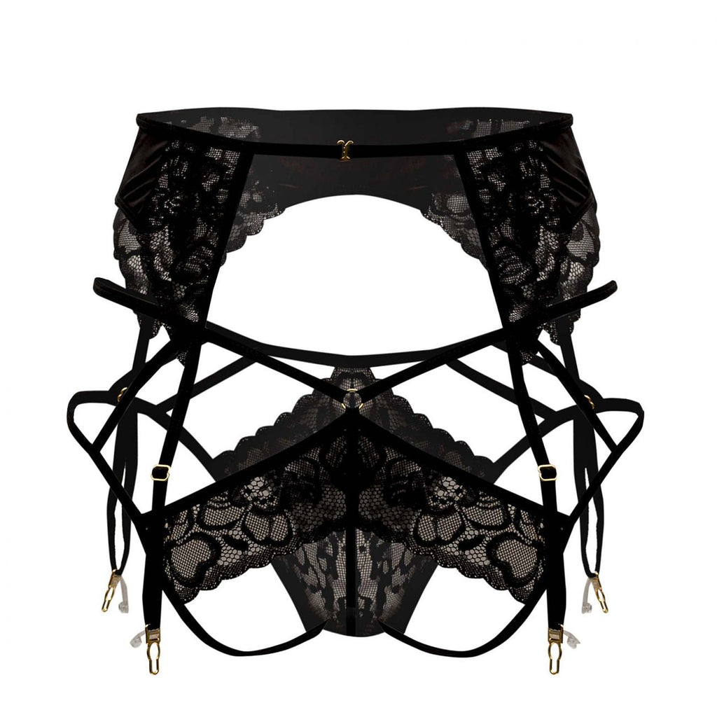 CandyMan 99550X Lace Garter-Jockstrap Outfit Color Black - DealByEthan.gay loves CandyMan