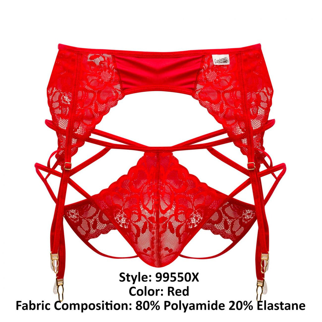CandyMan 99550X Lace Garter-Jockstrap Outfit Color Red - DealByEthan.gay loves CandyMan