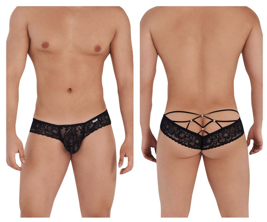 CandyMan 99551 Lace Peekaboo Briefs Color Black - DealByEthan.gay loves CandyMan
