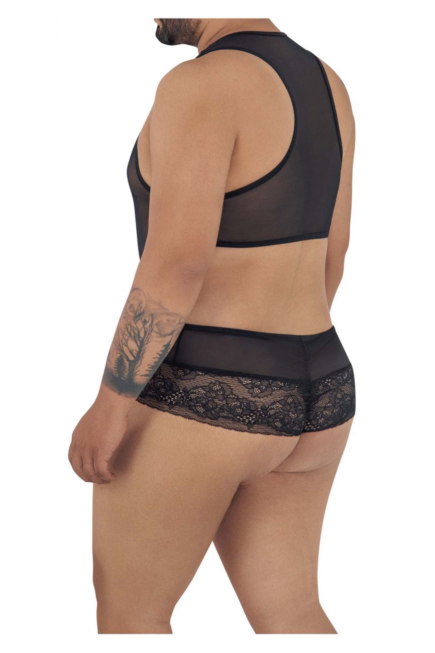 CandyMan 99557X Mesh-Lace Bodysuit Color Black - DealByEthan.gay loves CandyMan